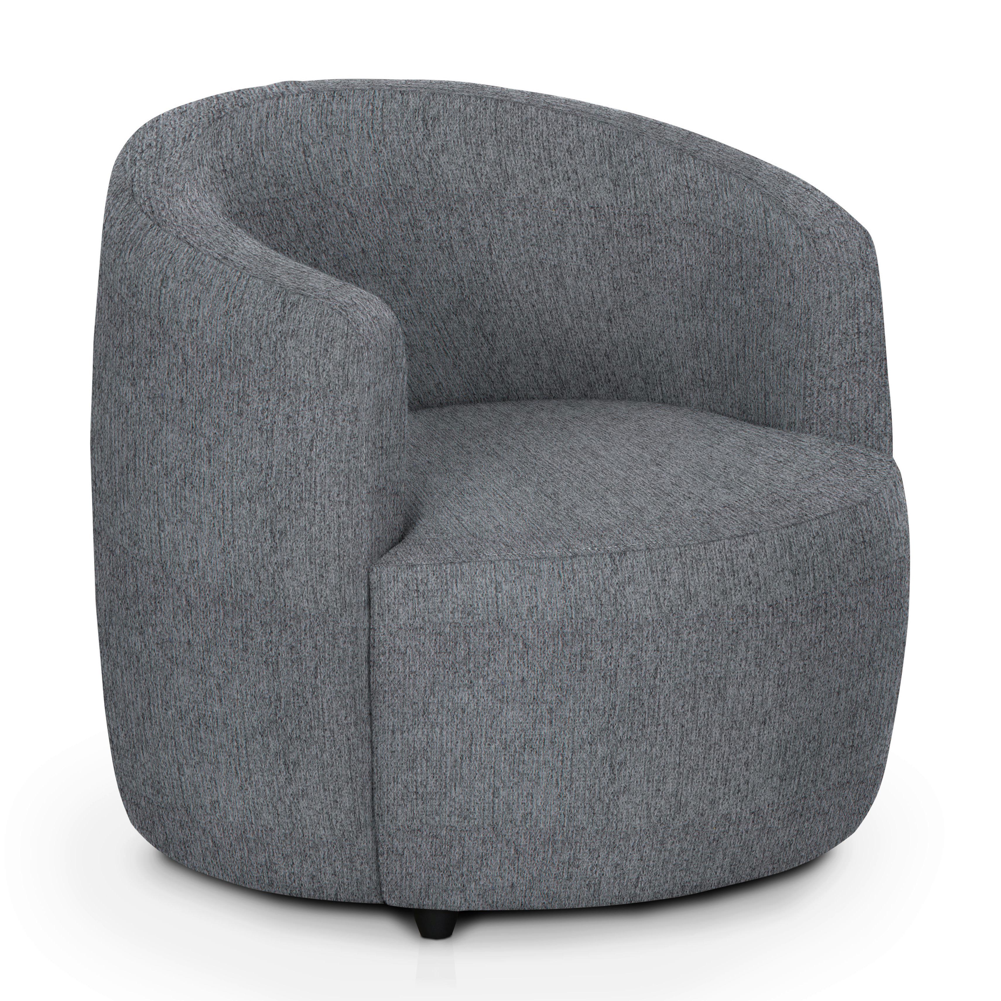 Polstersessel Pina Hellgrau Chenille - Hellgrau/Schwarz, Design, Textil (81/74/81cm) - Livetastic