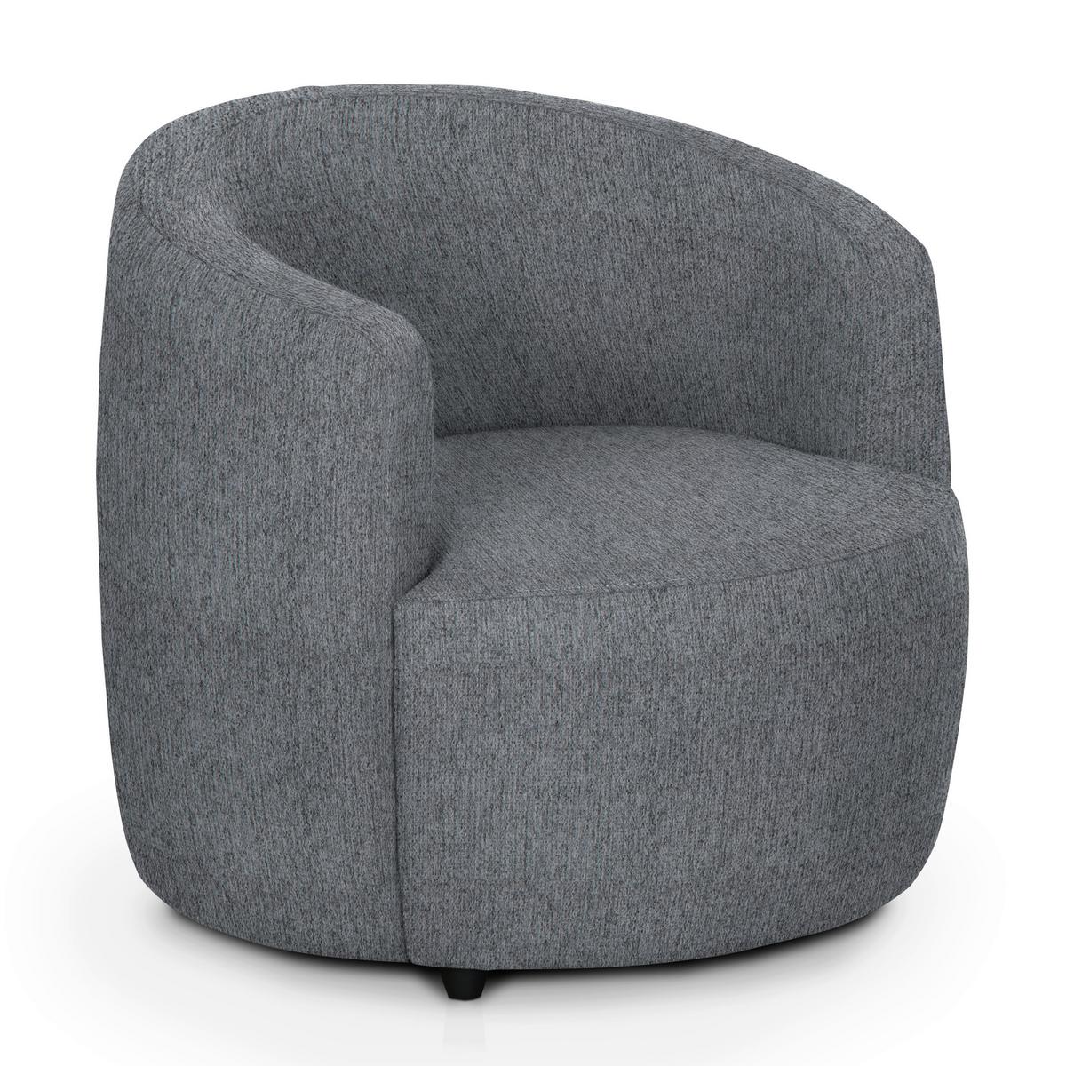 Polstersessel Pina Hellgrau Chenille - Hellgrau/Schwarz, Design, Textil (81/74/81cm) - Livetastic