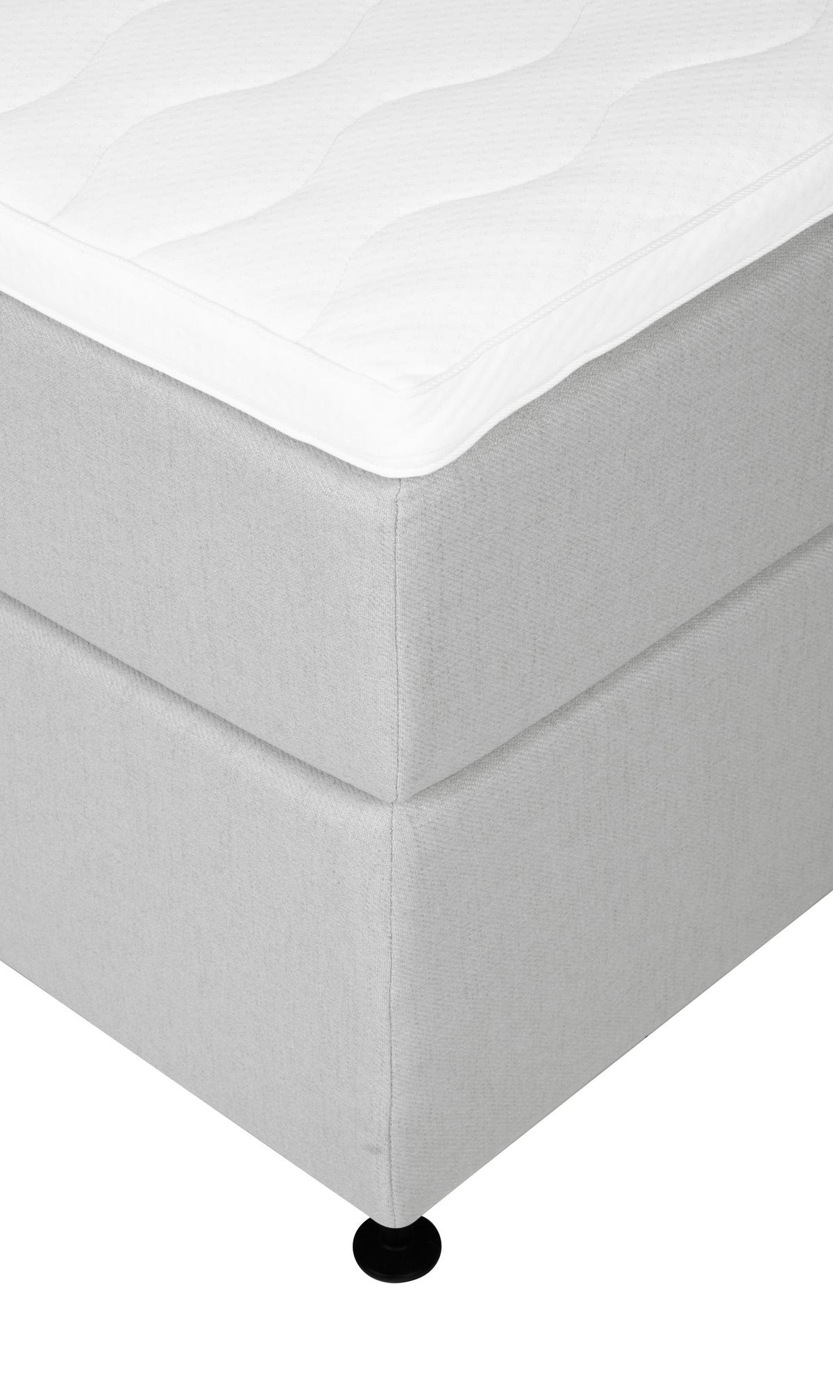 Boxspringbett Wels 140x200 cm D.grau inkl. Topper - Dunkelgrau/Schwarz, MODERN, Textil (140/200cm) - MID.YOU