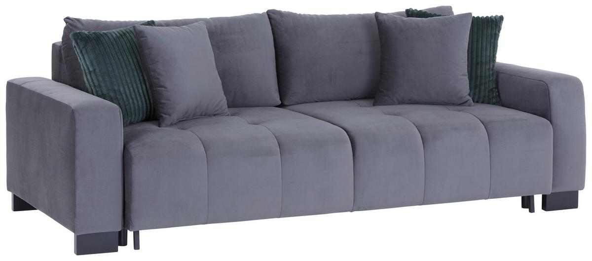 Pohovka BETA NEW LUX 3DL tmavě šedý/tmavě zelený samet - černá/tmavě šedá, Moderní, kov/dřevo (238/88/119cm)