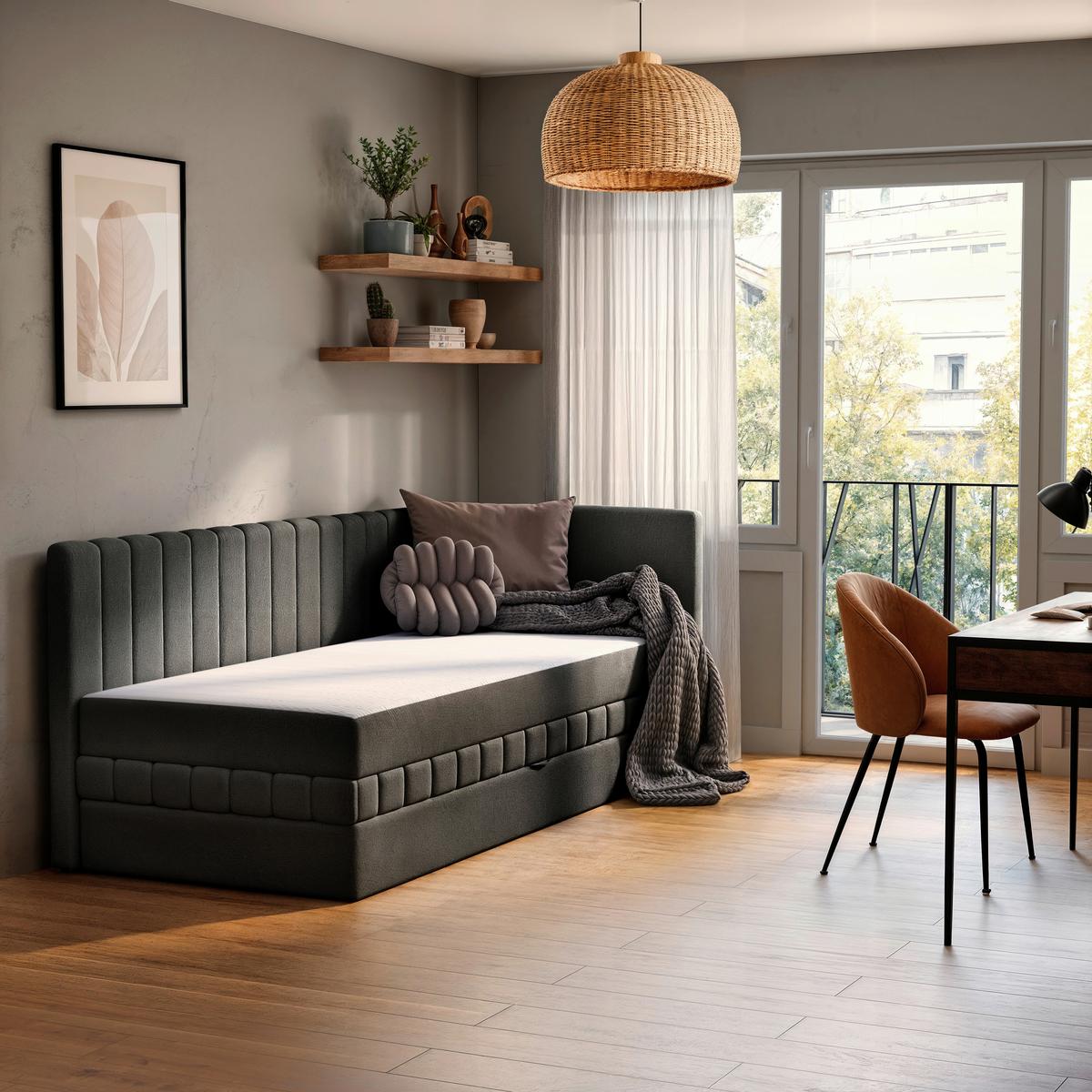 Schlafsofa Roma, Grau B: 212 Cm - Schwarz/Grau, Design, Holz/Holzwerkstoff (212/83/99cm) - MID.YOU