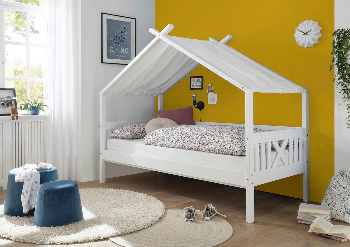 Hausbett Susa Weiß LF: 90x200cm - Weiß/Naturfarben, KONVENTIONELL, Holz/Holzwerkstoff (90/200cm)