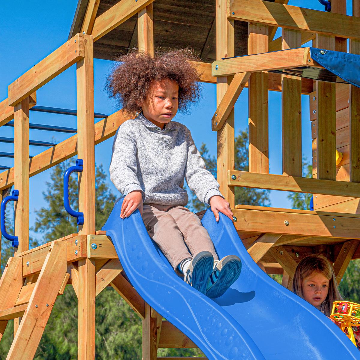 Spielturm Mit Rutsche Blau - Blau/Anthrazit, Basics, Holz/Kunststoff (482/500/338cm) - Ambia Garden
