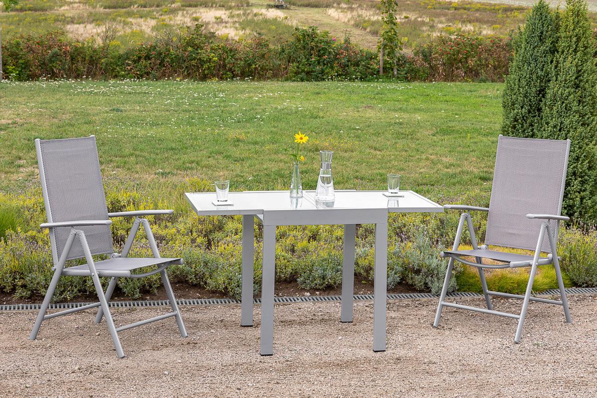 Gartenmöbel Set 3-Tlg Amalfi aus Metall/Kunststoff - Silberfarben/Braun, MODERN, Kunststoff/Metall - Gardenson