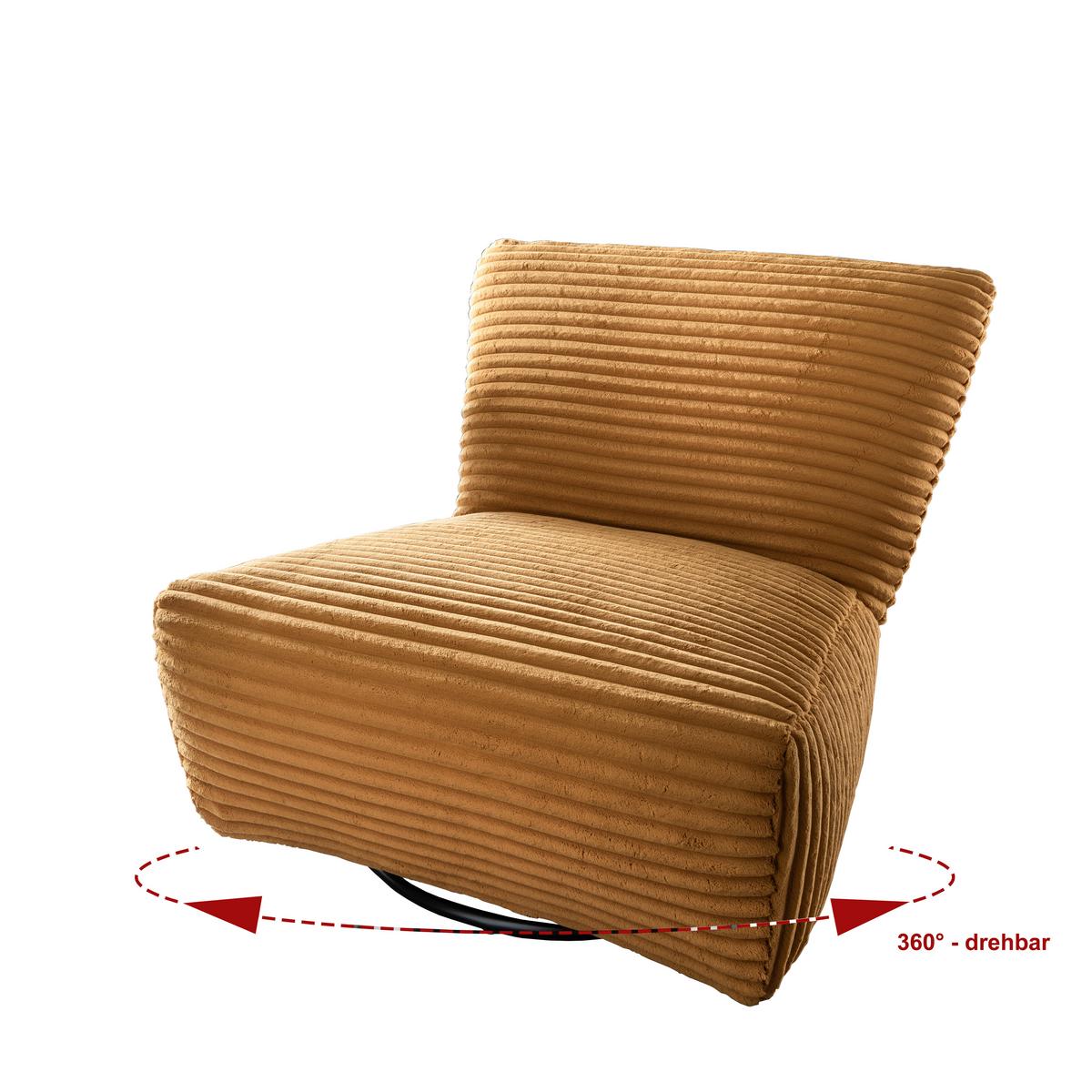 Xxl-sessel Cremallo Goldfarben Wippfunktion, Drehbar, B: 95cm - Goldfarben/Schwarz, Trend, Textil (95/77/94cm) - Livetastic