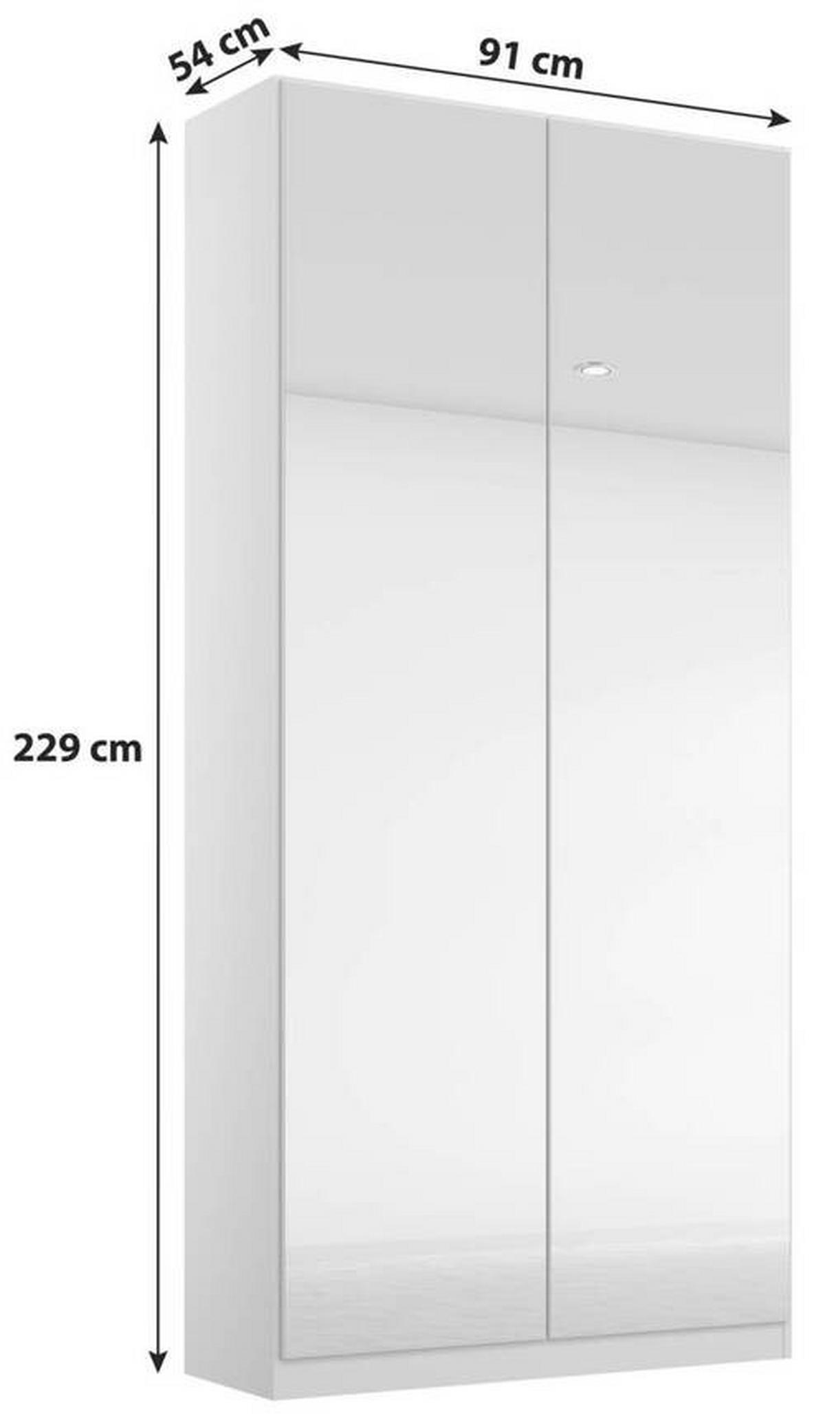 Drehtürenschrank 91cm Alabama, Weiß - Silberfarben/Weiß, MODERN, Holzwerkstoff (91/229/54cm) - Rauch Möbel
