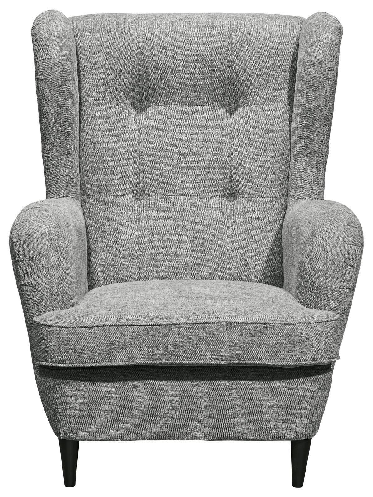 Ohrensessel Oskar Webstoff Grau - Schwarz/Grau, Basics, Holzwerkstoff/Textil (78/102/98cm) - MID.YOU