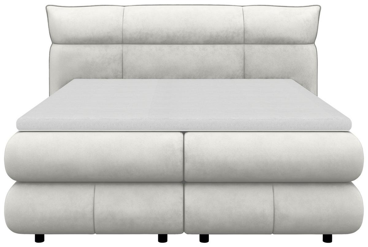 Boxspringbett Carmelo Creme 180x200 cm - Creme/Schwarz, Trend, Textil (180/200cm)