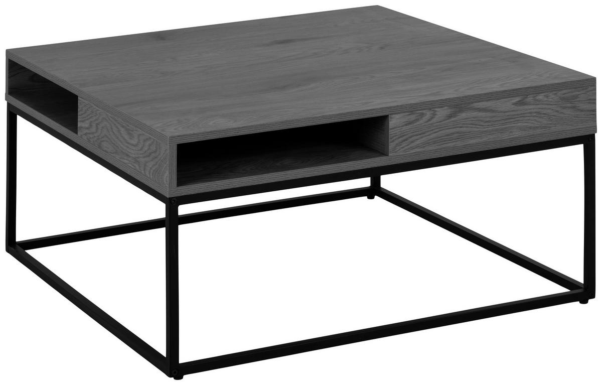 Couchtisch mit Ablagefach Willford Esche Dekor/Schwarz - Eschefarben/Schwarz, Trend, Holzwerkstoff/Metall (80/80/40cm) - MID.YOU