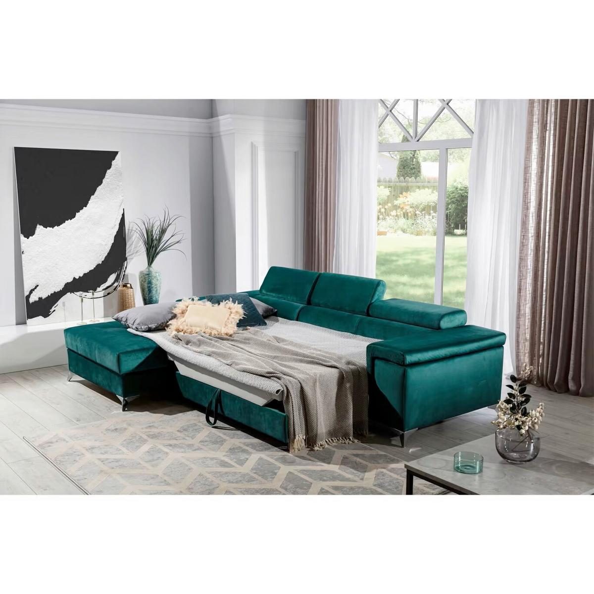 Ecksofa Ricardo Grün S: 205x281 cm - Silberfarben/Grün, Design, Textil (205/281cm) - MID.YOU