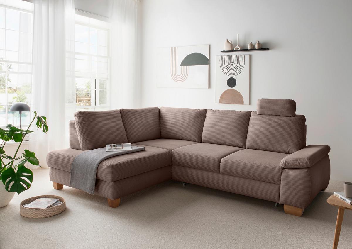 Eckschlafsofa Positano Graubraun S: 206x261 Cm - Wildeiche/Graubraun, MODERN, Textil (206/261cm) - Livetastic