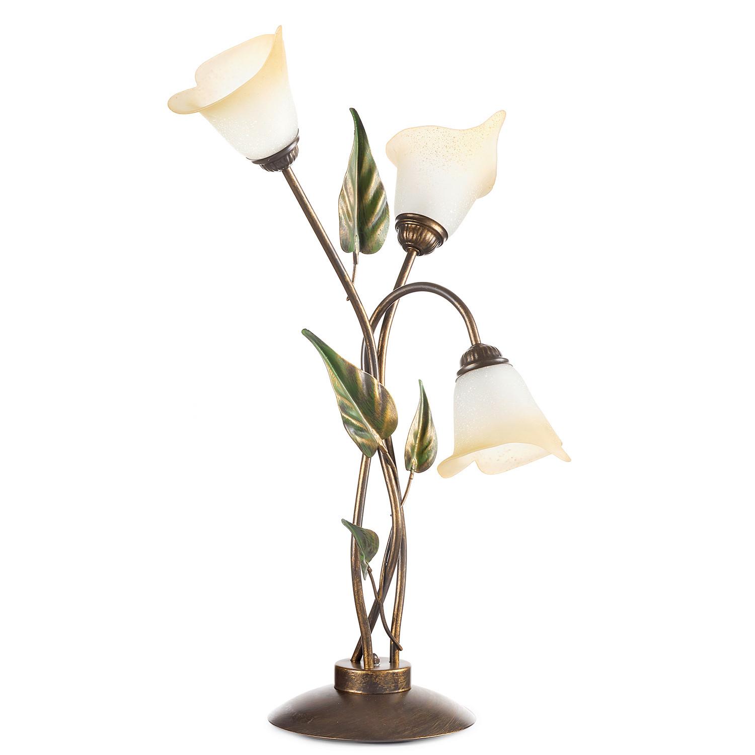 Tischleuchte 4620/lg - Bronzefarben/Olivgrün, Natur, Glas/Metall (45/70cm)