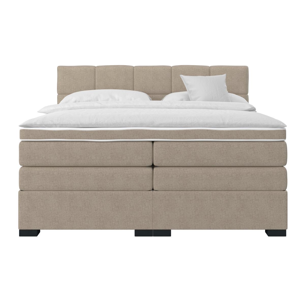Boxspringbett mit Topper 180x200 April - Beige/Schwarz, MODERN, Textil (180/200cm)