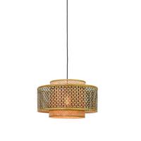Hängeleuchte Bhutan H: 236,5cm 1-Flammig höhenverstellbar - Schwarz/Braun, Design, Naturmaterialien (53/236,5/53cm) - Good & Mojo