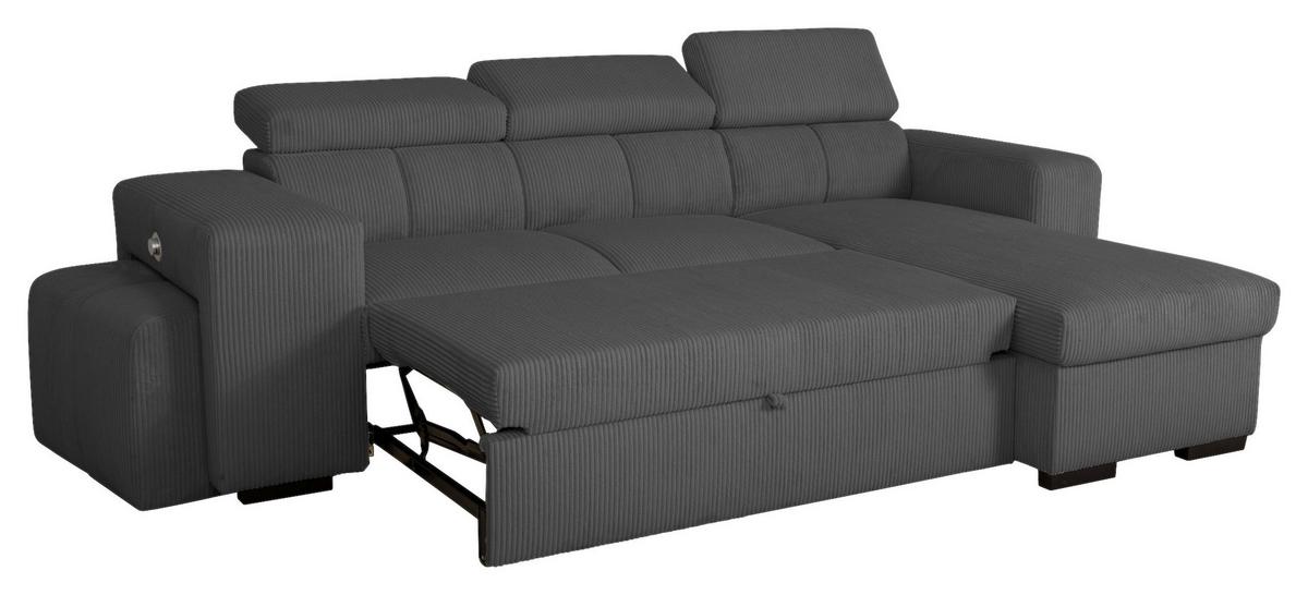 Schlafsofa Sirius M anthrazit, 251x165cm - Anthrazit, KONVENTIONELL, Holz/Holzwerkstoff (251/165cm)