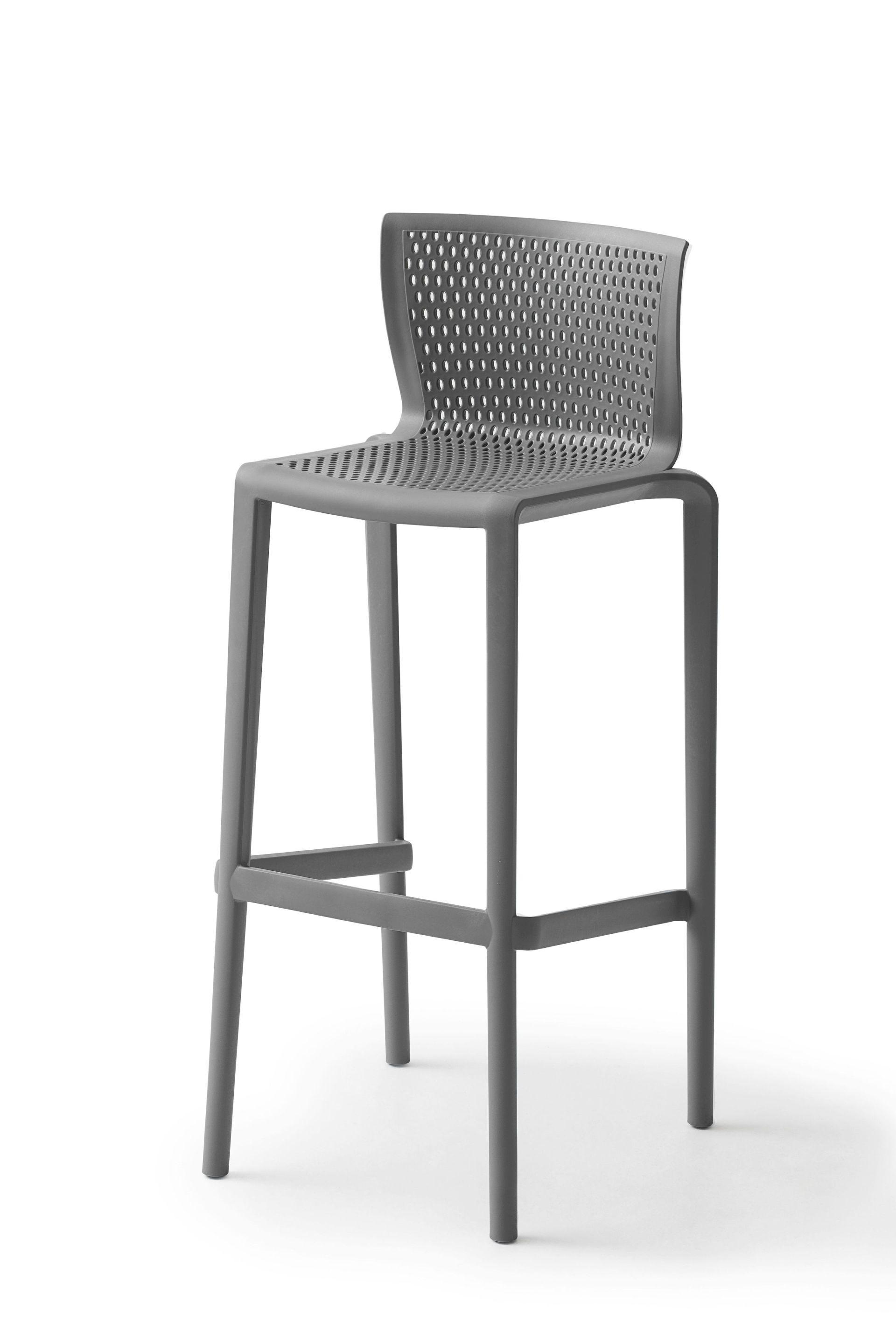 Barová stolička SPIKER sivá sada 4ks - sivá, Basics, plast (48/103/46cm)