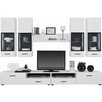 Wohnwand 7 Tlg. Mit Led Attac, Weiß - Schwarz/Weiß, MODERN, Glas/Holz (280/190/45cm) - MID.YOU