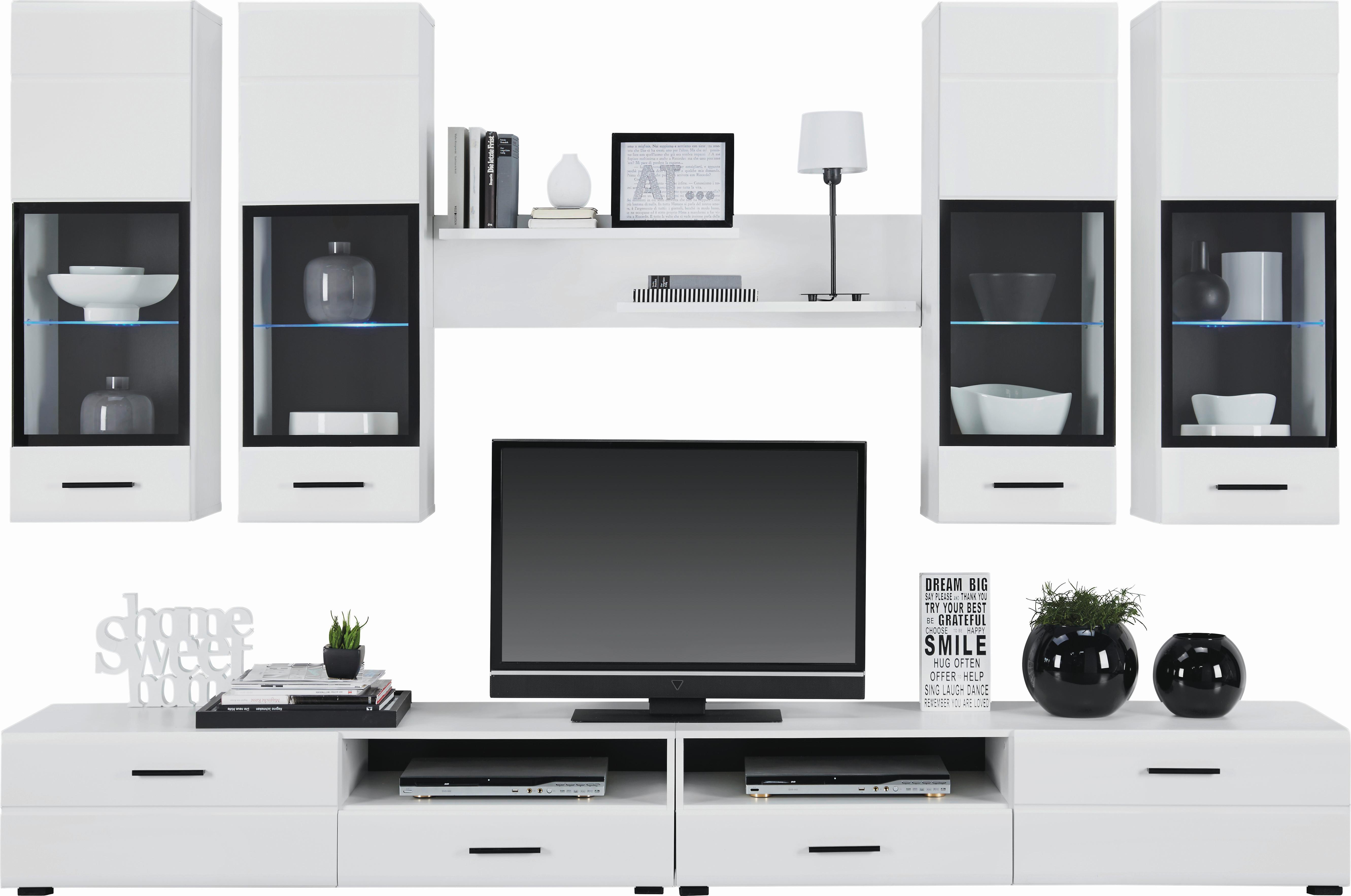 Wohnwand 7 Tlg. Mit Led Attac, Weiß