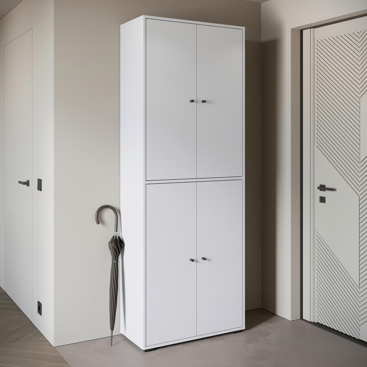 Schuhschrank Dino 023 Weiß B: 70 cm - Schwarz/Weiß, Basics, Holzwerkstoff (70/190/33cm) - P & B