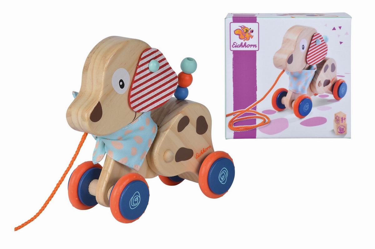 Nachziehtier Hund geräuschlos - Multicolor, Basics, Holz/Kunststoff (9/17,5/17cm) - Simba