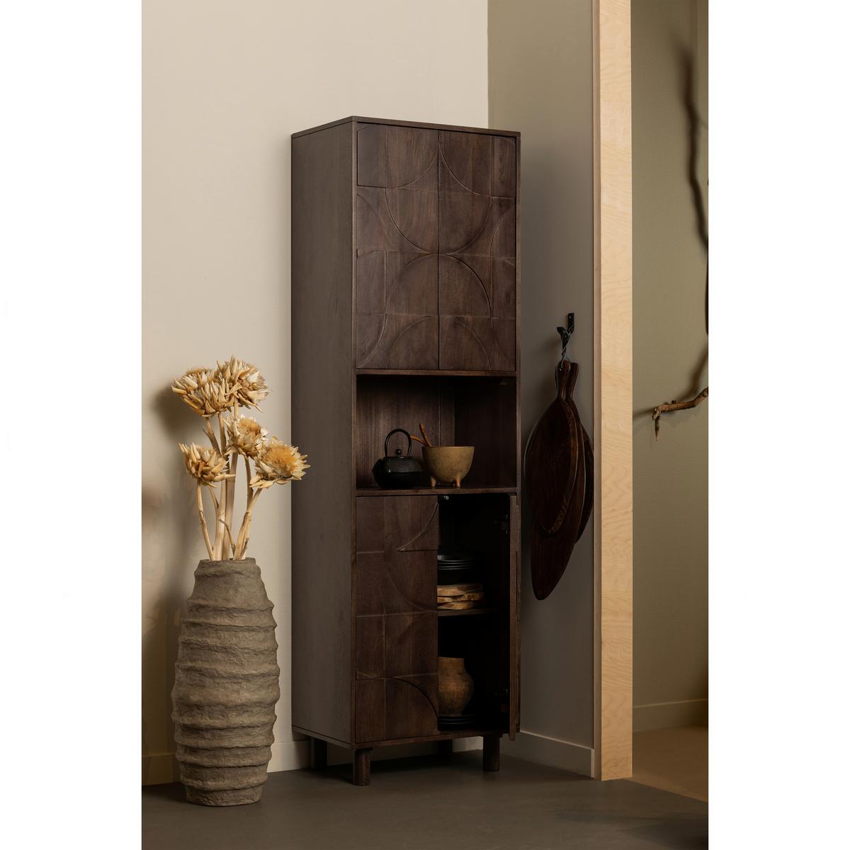 Vitrine Draw Walnussfarben B: 60cm - Walnussfarben, Design, Holz (60/200/40cm) - Livetastic
