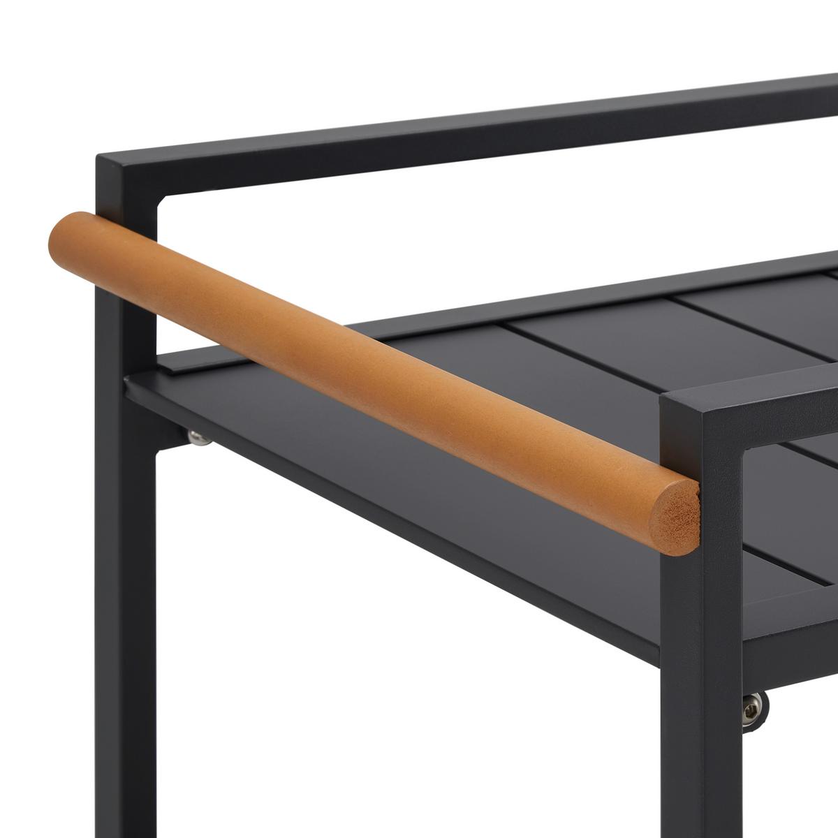 Servírovací vozík RICCARDO - tmavě šedá/přírodní barvy, Moderní, kov/plast (72/76/52cm) - Bessagi Garden