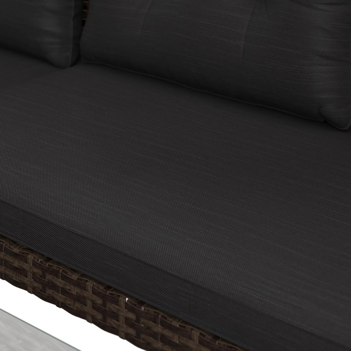 Loungegarnitur 3-Tlg. Vegas Polyrattan/Stahl mit Kissen - Graubraun/Schwarz, MODERN, Glas/Kunststoff - Luca Bessoni