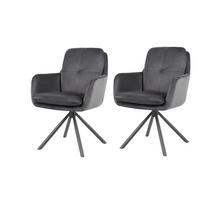 Armlehnstuhl-Set Parma S 2er-Set - Dunkelgrau/Schwarz, MODERN, Textil/Metall (63/89/70cm) - MID.YOU