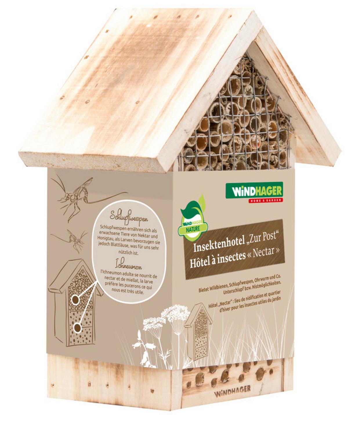 Insektenhotel Zur Post - Naturfarben, Basics, Holz (20/12/27cm)