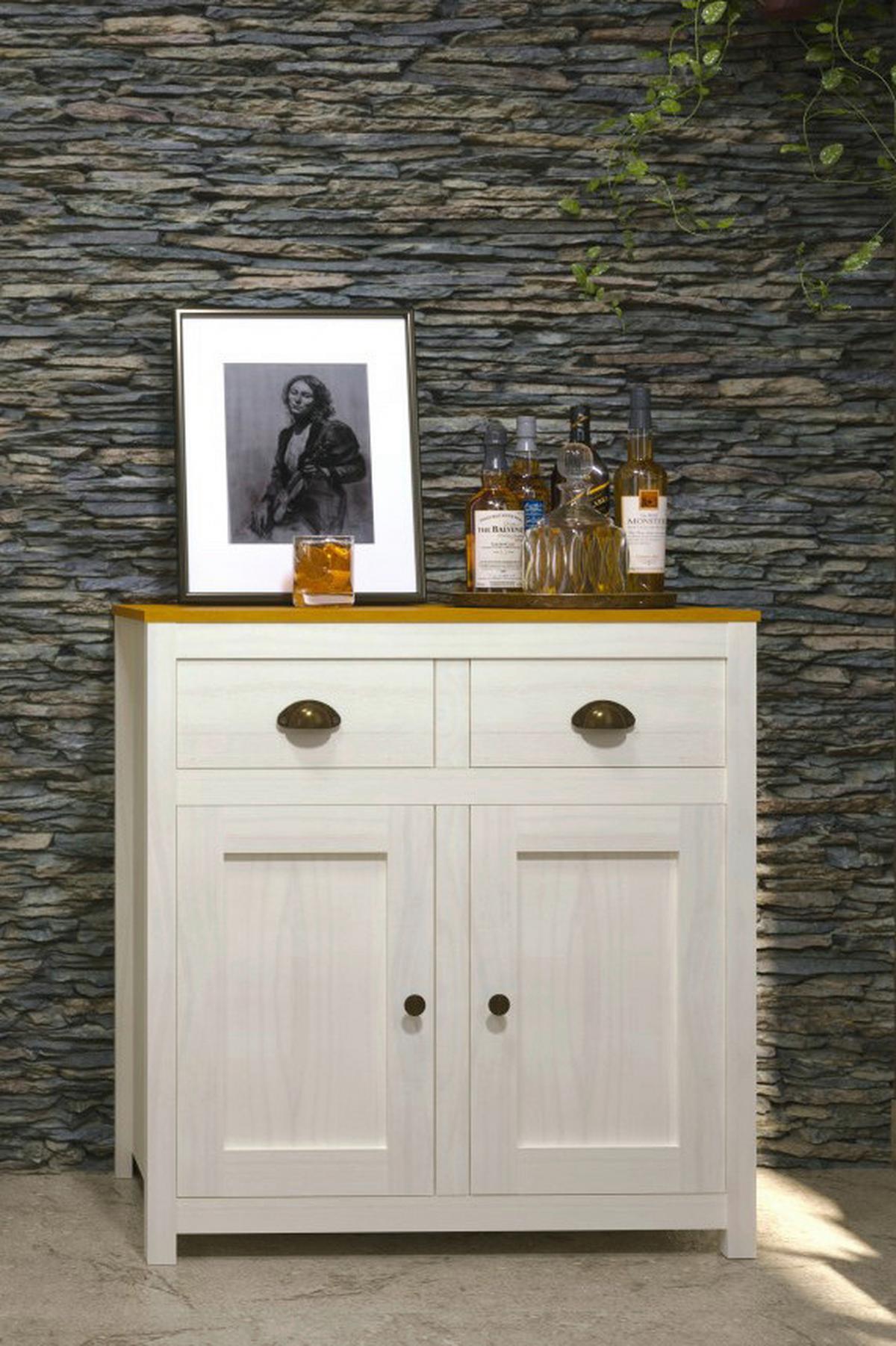 Kommode Weiß B: 86cm - Weiß, Natur, Holz (86/90/45cm) - Livetastic