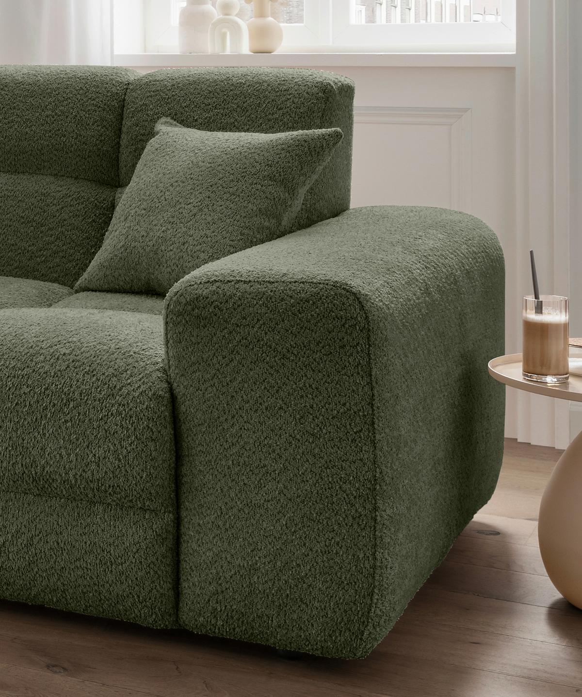 Ecksofa Bosco Dunkelgrün S: 152x301 cm - Dunkelgrün/Schwarz, MODERN, Textil (152/301cm) - Livetastic