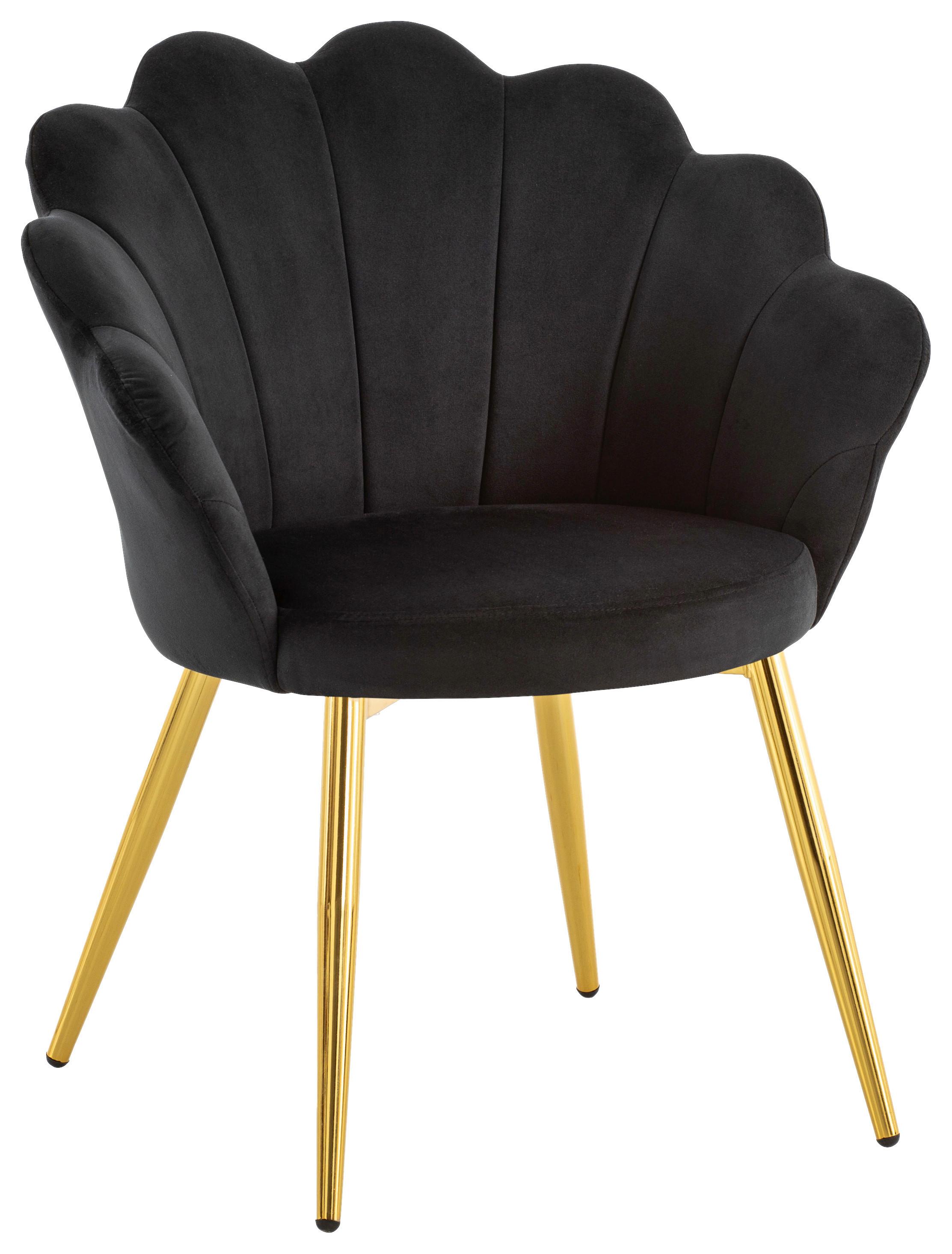 Stuhl Schwarz/Goldfarben - Goldfarben/Schwarz, Design, Textil/Metall (47,5/80/53cm) - MID.YOU