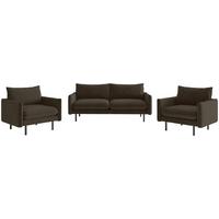 Sitzgarnitur Samos 3-teilig Braun B: 215 Cm - Schwarz/Braun, Design, Textil (215/85/92cm) - Livetastic