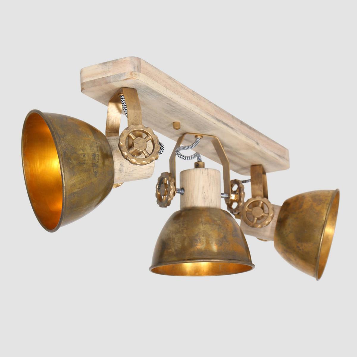 Deckenspots Gearwood - Bronzefarben/Kupferfarben, Trend, Holz/Metall (59/19/23cm)