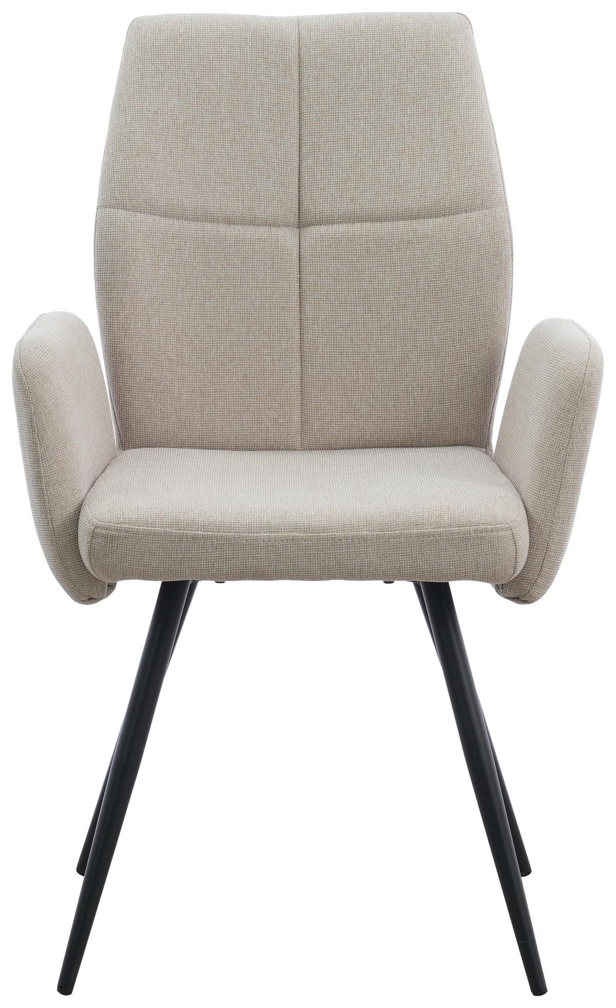 Armlehnstuhl Udo Beige B: 58 cm - Beige/Schwarz, MODERN, Textil/Metall (58/91/59cm) - Livetastic