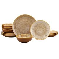 Tafelservice Keramik 4 Personen Geschirr Set - Cognac, Keramik - Creatable