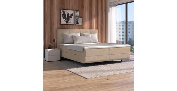 Polsterbett mit Bettkasten 160x200 cm London Beige - Beige/Schwarz, MODERN, Holzwerkstoff/Textil (160/200cm) - Luca Bessoni