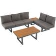 Loungegarnitur 3-Tlg Paris Aus Akazienholz/Stahl mit Kissen - Grau/Teakfarben, MODERN, Holz/Metall (240/177/42/51cm) - Beldano