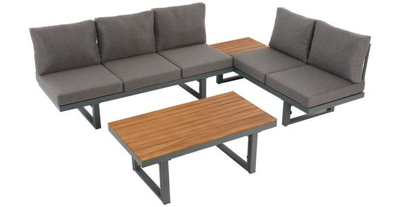 Loungegarnitur 3-Tlg Paris Aus Akazienholz/Stahl mit Kissen - Grau/Teakfarben, MODERN, Holz/Metall (240/177/42/51cm) - Beldano