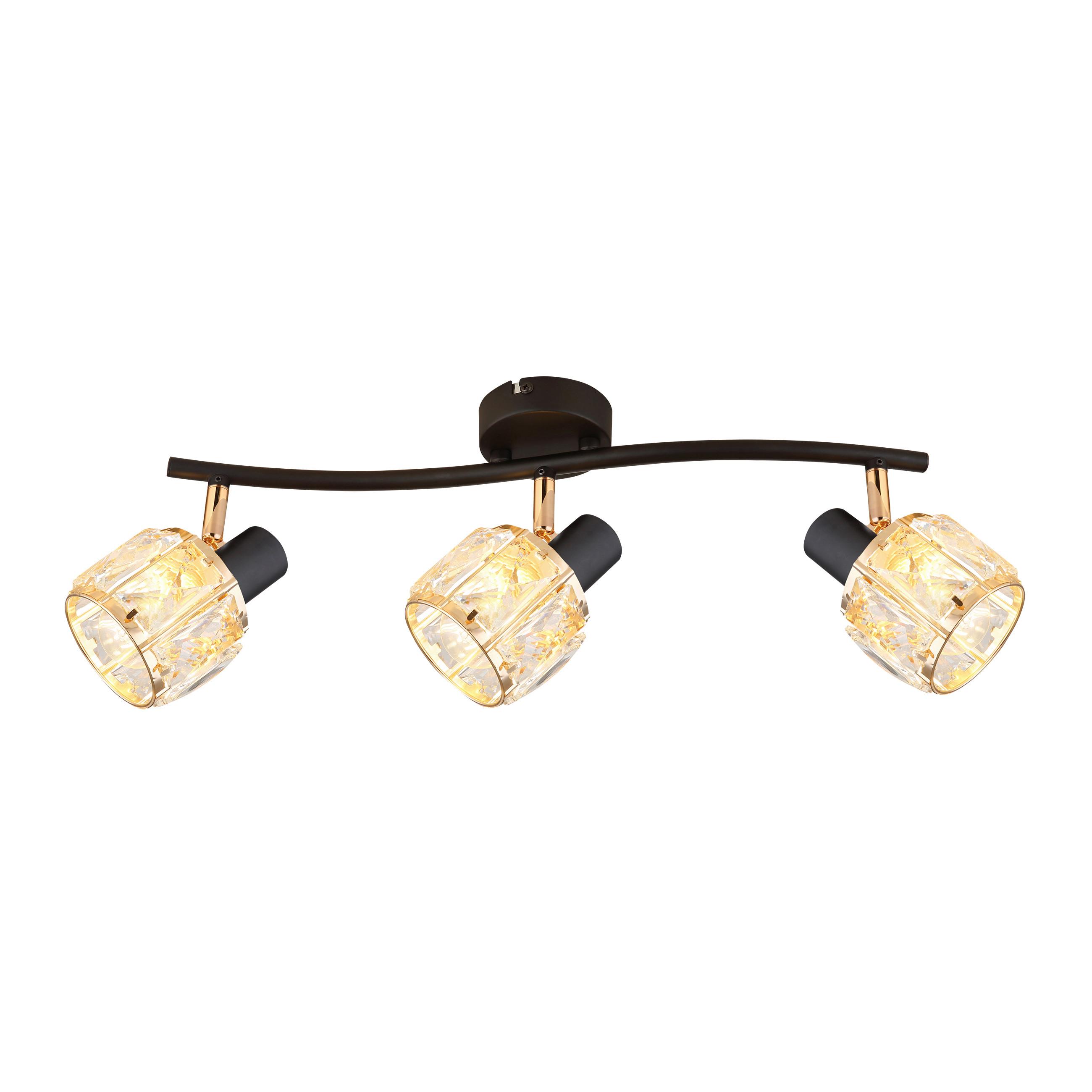 Strahler 93-30191 Dubai - Roségold/Schwarz, KONVENTIONELL, Glas/Metall (45/18/9cm)