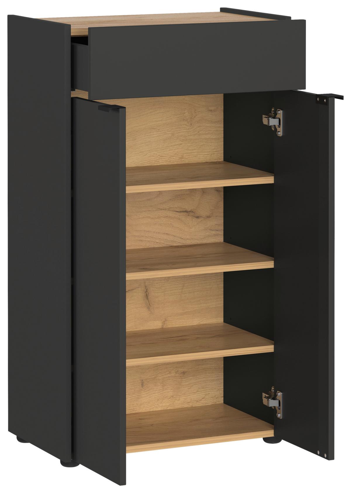 Badezimmer Forano Graphitfarben/Eichefarben - Eichefarben/Schwarz, MODERN, Holzwerkstoff (151cm) - Germania