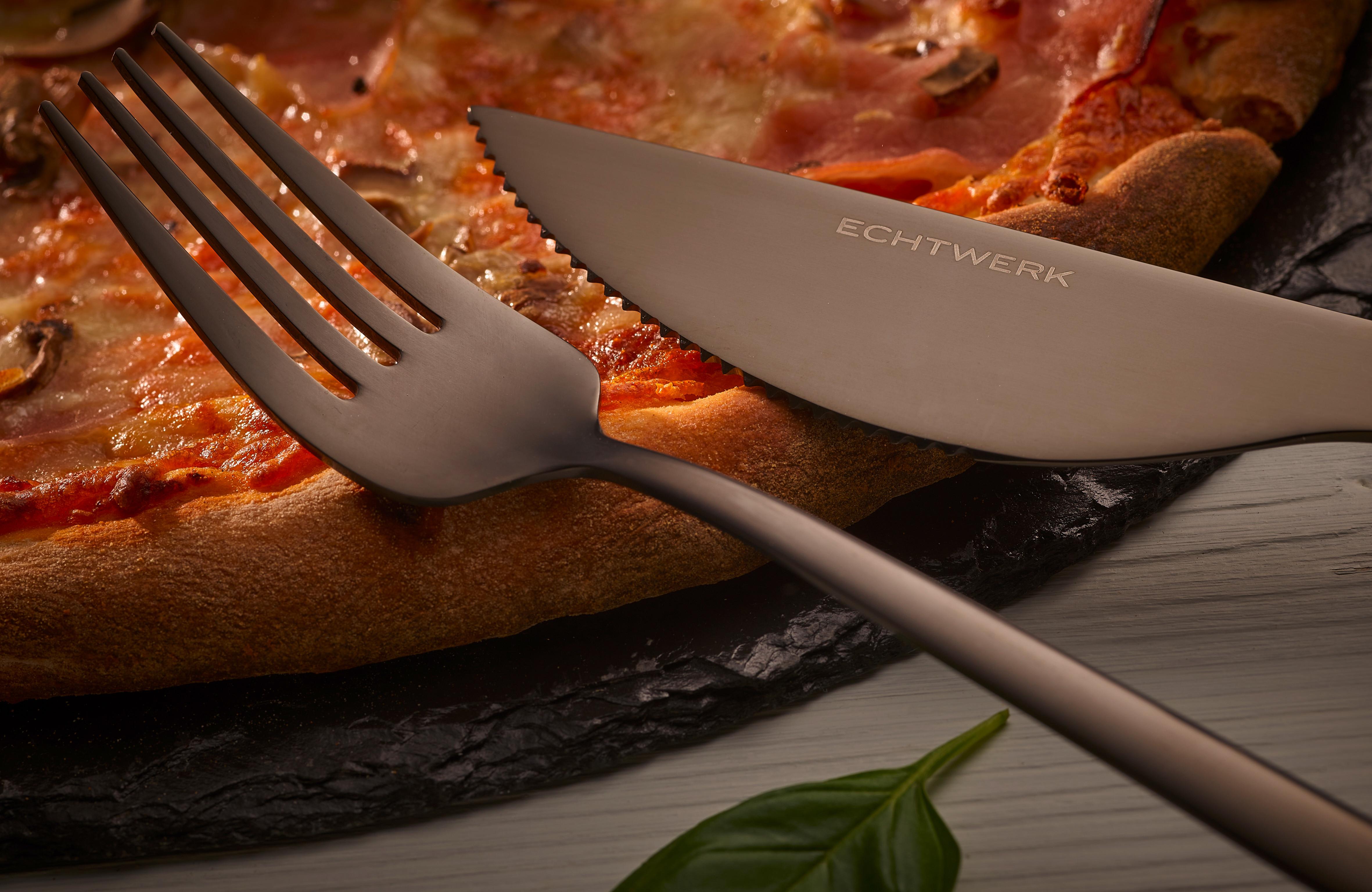 Pizzabesteck 4-Teilig für 2 Personen - Schwarz, Basics, Metall (23cm) - Echtwerk