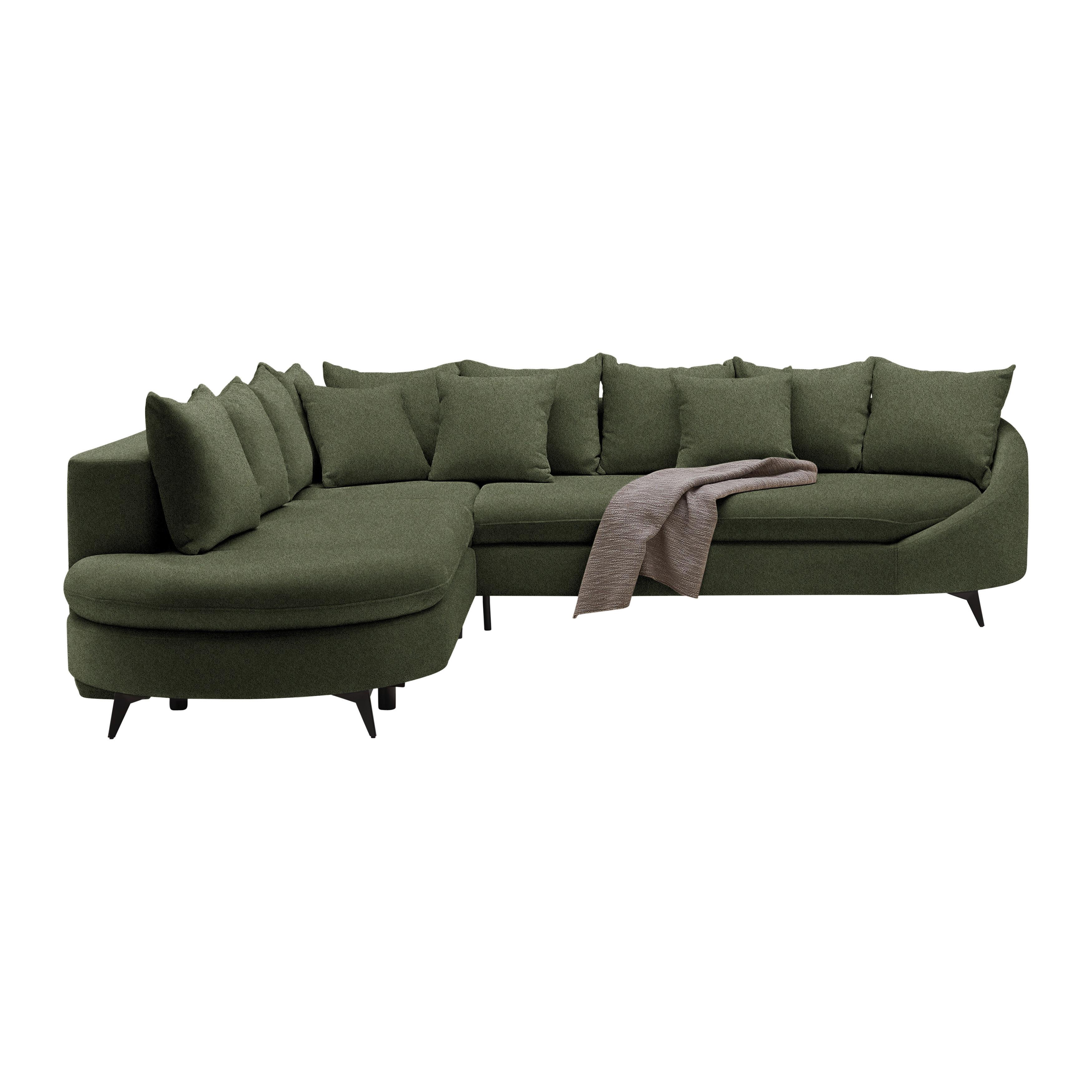 Rohová sedačka AXEL, levá, olivově zelená žinylka - černá/olivově zelená, Moderní, kov/textil (291/250cm) - Mömax