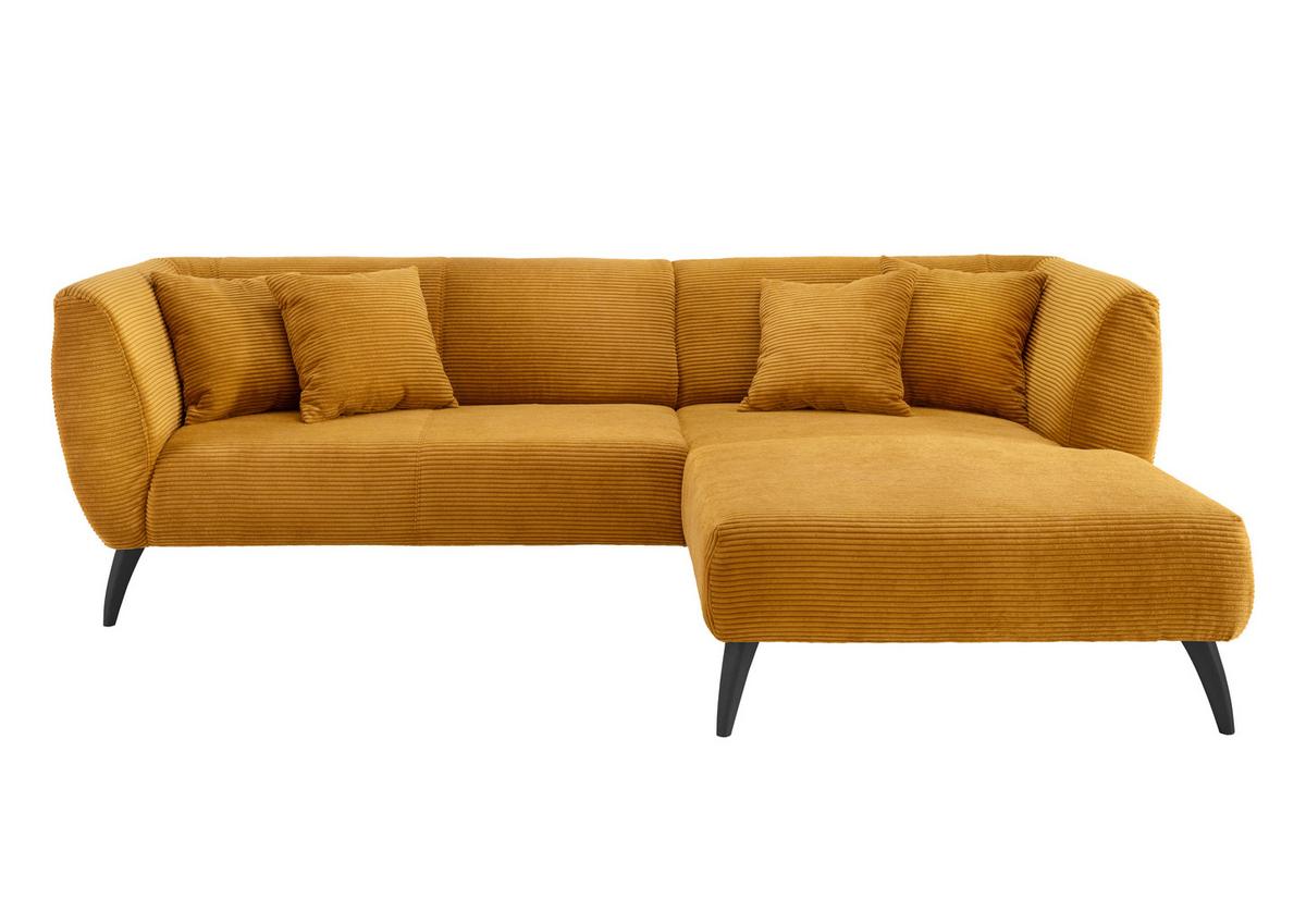 Ecksofa Colori Goldfarben S: 264/160 cm - Goldfarben/Schwarz, MODERN, Holz/Textil (264/160cm) - MID.YOU