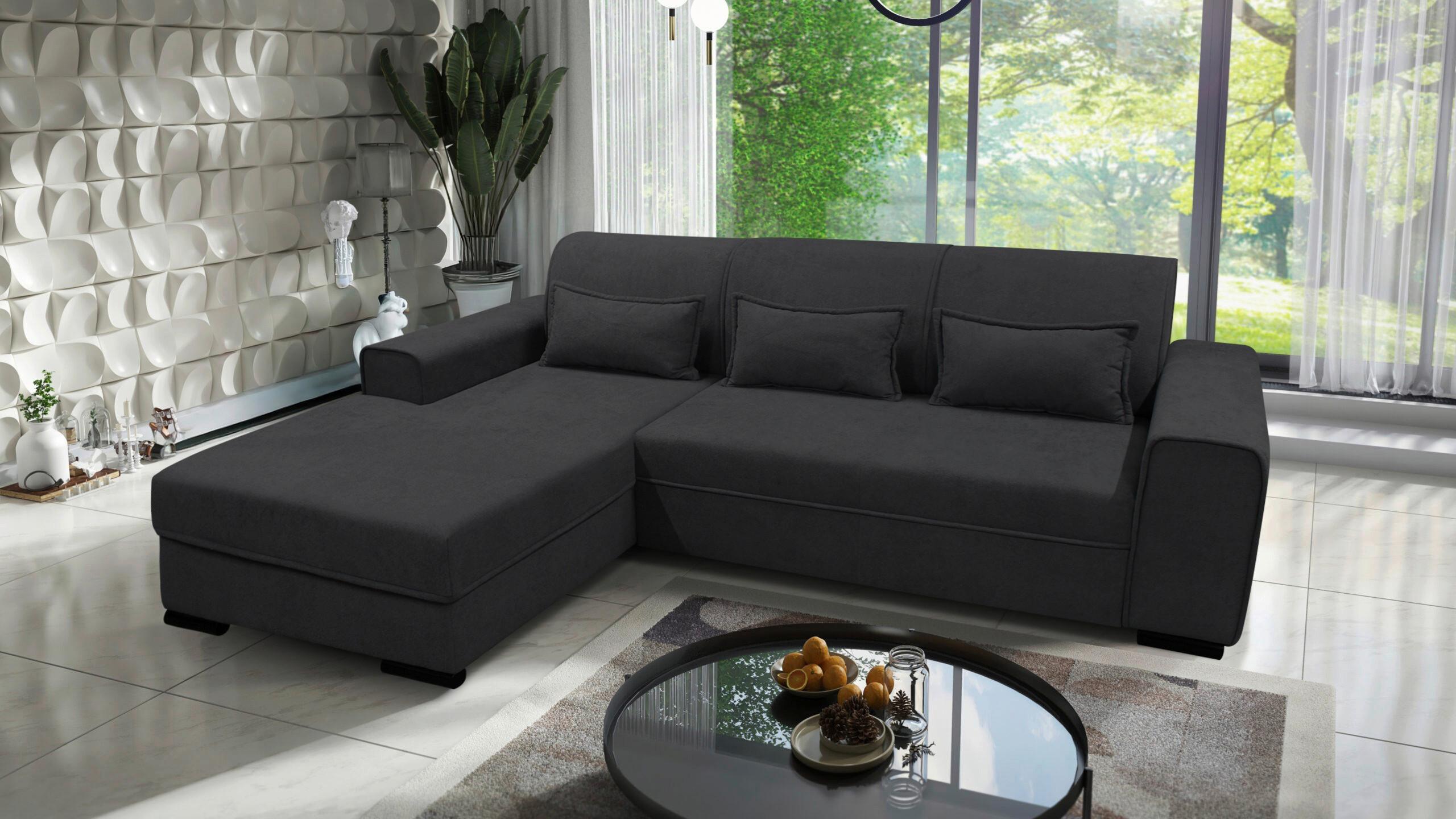 Ecksofa Classic Dunkelgrau 175x270 cm - Dunkelgrau/Schwarz, Design, Textil (175/270cm) - MID.YOU