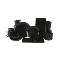 Kombiservice Porzellan, Für 6 Personen, Schwarz, Goldfarben - Goldfarben/Schwarz, Basics, Keramik (19/19/19cm) - P & B
