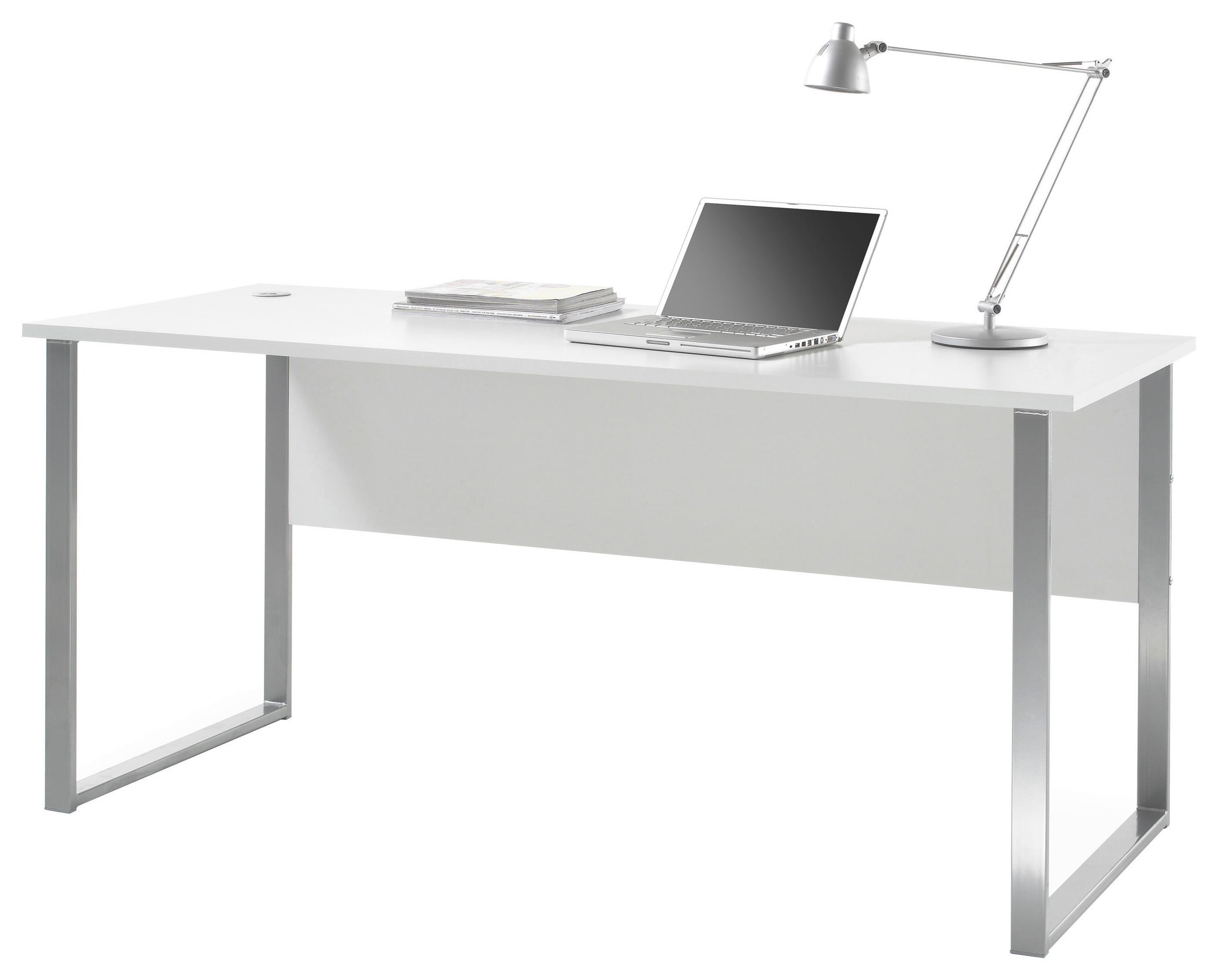 Schreibtisch B 170cm H 77cm Office Lux, Hellgrau - Silberfarben/Hellgrau, Design, Holzwerkstoff/Metall (170/73/77cm) - MID.YOU