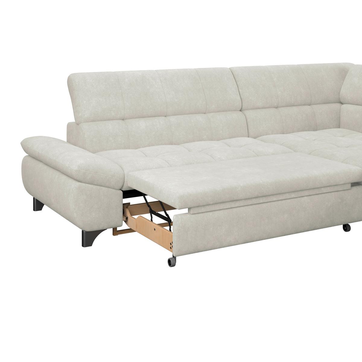 Ecksofa Gemini Elfenbeinfrabig, B: 312cm - Chromfarben/Creme, KONVENTIONELL, Textil (312/234cm)
