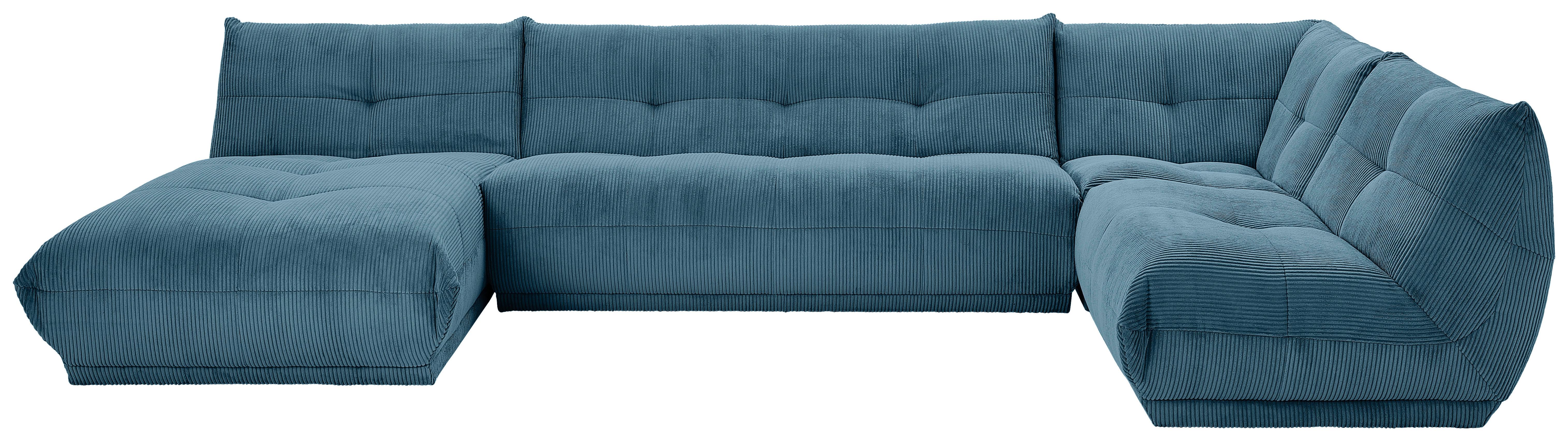 Wohnlandschaft Giselle Petrol Cord - Petrol, Trend, Textil (185/390/210cm) - Livetastic
