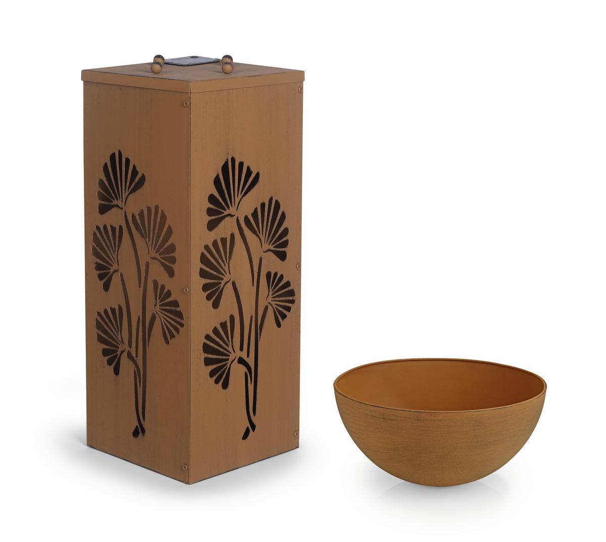 Led-dekosäule Mit Schale Garvida H: 59 Cm - Rostfarben, Trend, Metall (25/59/25cm)